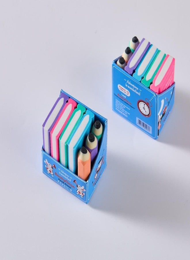 Parshya Eraser for Kids Mini Pencil or Book Shape Erasers Set for Kids, Kawaii Eraser Set Cute Rubber for Kid Students School Office Stationery Pack of 4 Book 3 Pencil Eraser (Book and Pencil Eraser) - Image 3